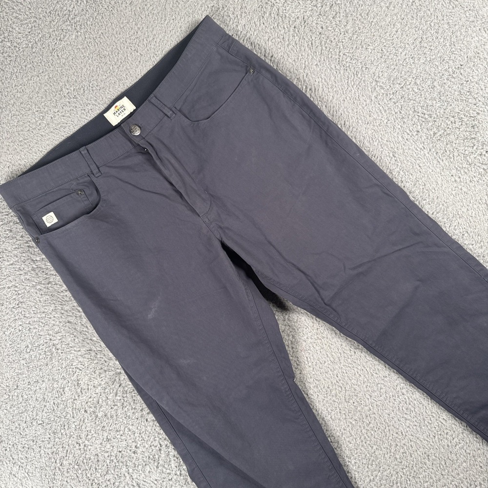 Marine Layer 5 Pocket Breeze Slim Straight Pants 34x32 (34x25) Navy Blue Cropped